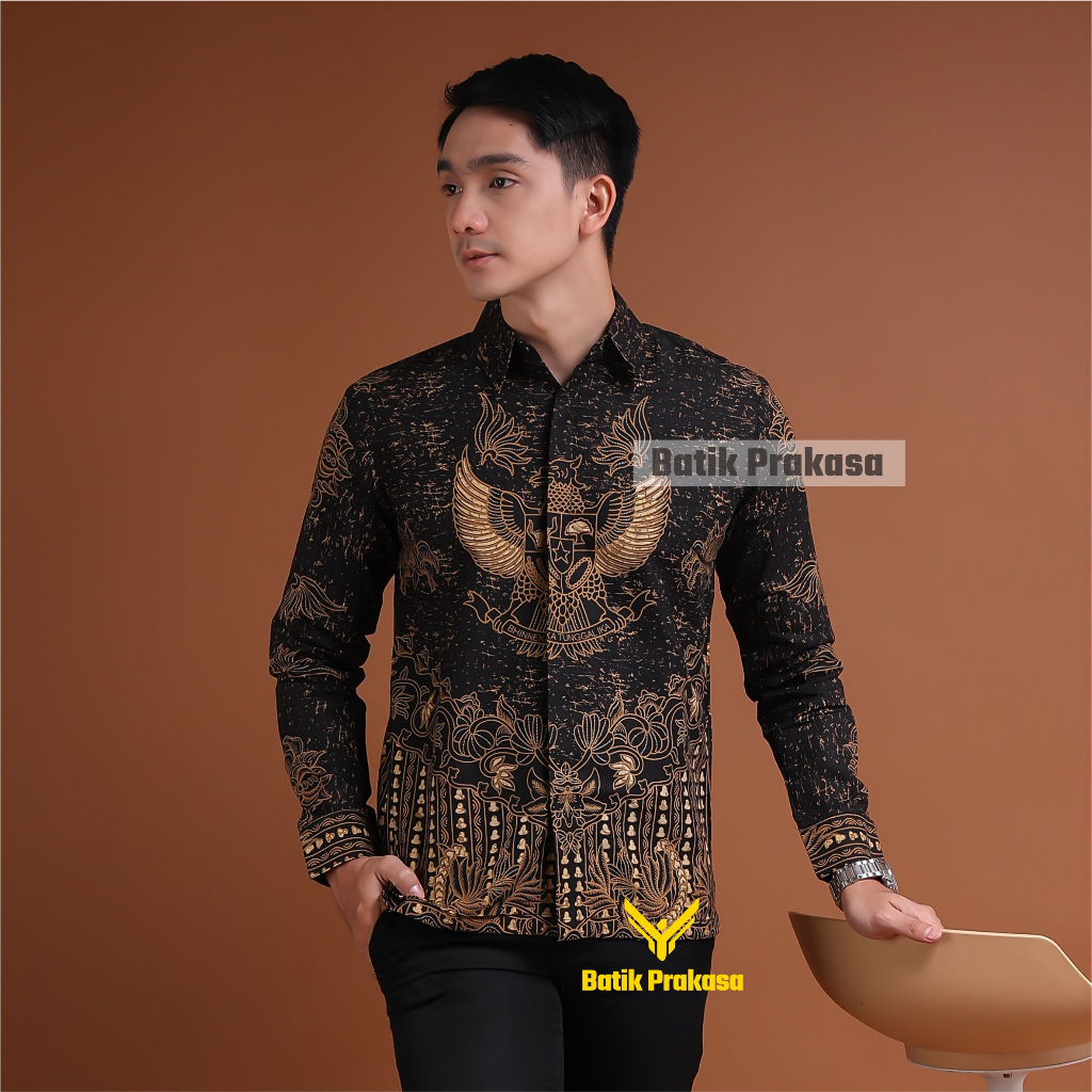 Kemeja Batik Prakasa Motif Garudo Pancasila Slimfit Lengan Panjang Batik Solo