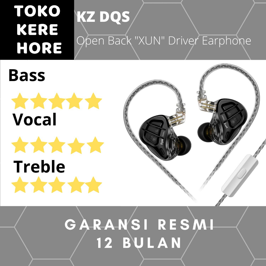 Earphone KZ DQS Open Back Single Dynamic  Metal with MIC GARANSI RESMI