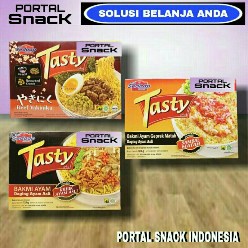 

TASTY sedaap mie instan bakmi ayam,beef yakiniku,ayam geprek
