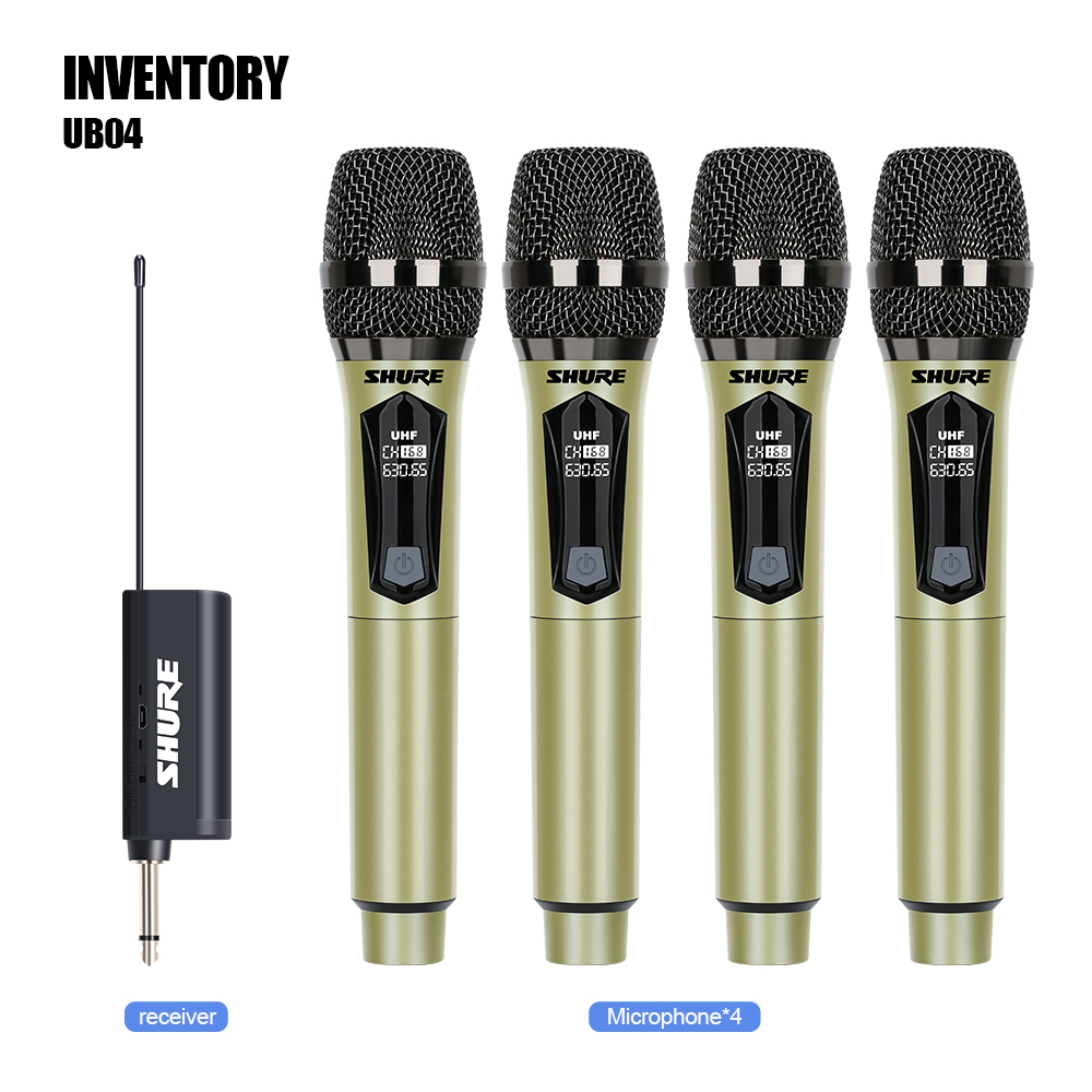 UB04 versi profesional genggam yang dapat diisi ulang antarmuka tipe-c antarmuka mikrofon dinamis nirkabel 30-50m jarak penerimaan UHF kinerja panggung keluarga bernyanyi Karaoke luar ruangan dalam ruangan 6.35MM COD model peningkatan asli