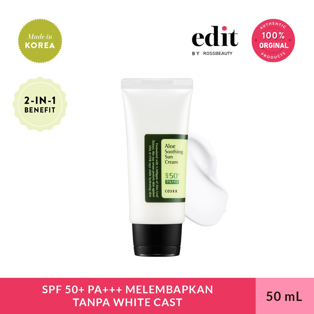 COSRX Aloe Soothing Sun Cream SPF 50+ PA+++ - 50 ml - Sunscreen Wajah dengan Aloe - Skincare