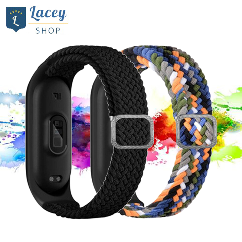 Strap Xiaomi Band Colorful strap Mi Band 3 4 5 6 7 8 Nylon Braided Elastic Buckle Wrist