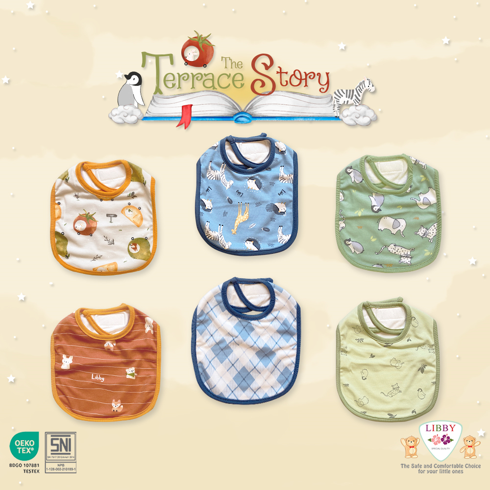[TOMS] [BUNDLE HEMAT 3pcs] LIBBY (3pcs) Slaber BIB Perekat Bayi Motif Terbaru Grosir