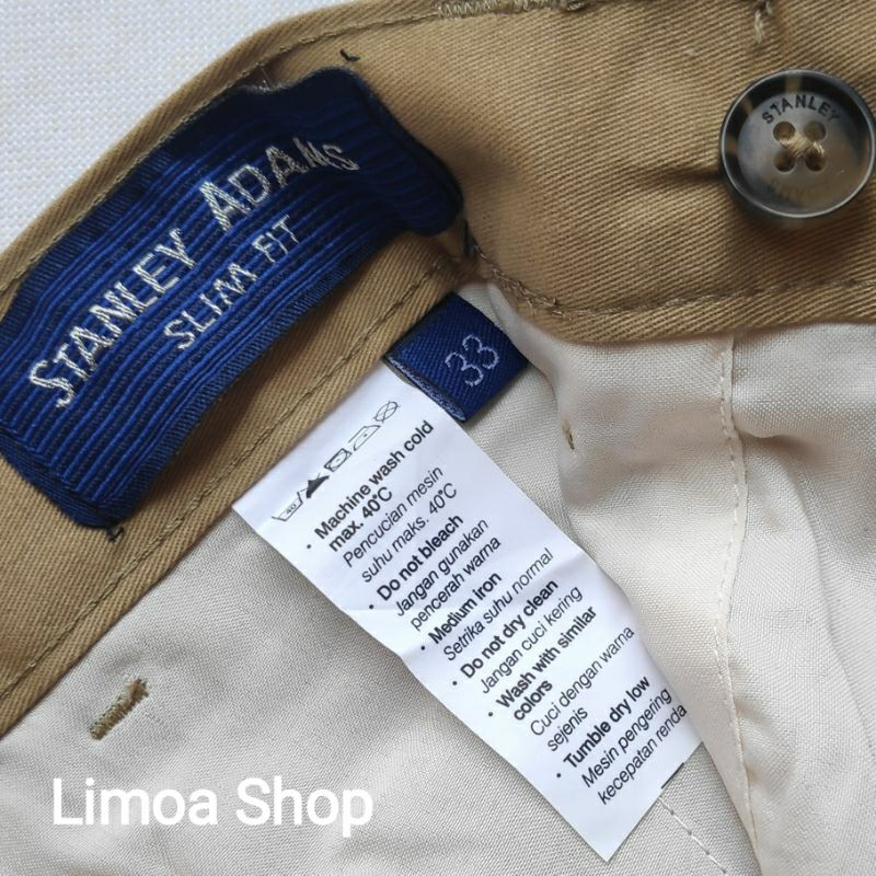 Celana Chino STANLEY ADAMS Slimfit Warna Khaki Bahan Stretch / Melar SA 25