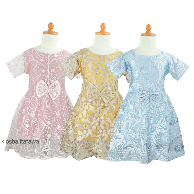 Dress Icha Brukat uk 4-5 Tahun / Dres Brokat Anak Perempuan Gaun Brukat Pesta Baju Import Baby Cewek