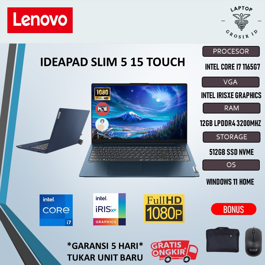 Laptop Lenovo Ideapad Slim 5 15 Touch Core i7 1165G7 12GB 512SSD FHD