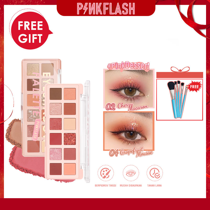 PINKFLASH PinkDessert Pink Dessert 12 Shades Eyeshadow Palette High Pigment Fine And Smooth Powder Waterproof Long lasting Makeup