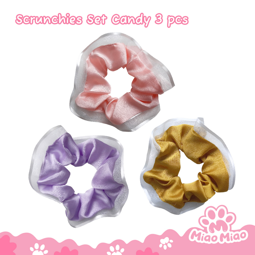 Scrunchies Set Ikat Rambut | Aksesoris Fashion | Paket Ikat Rambut | Pita Scrunchie Ikat Rambut