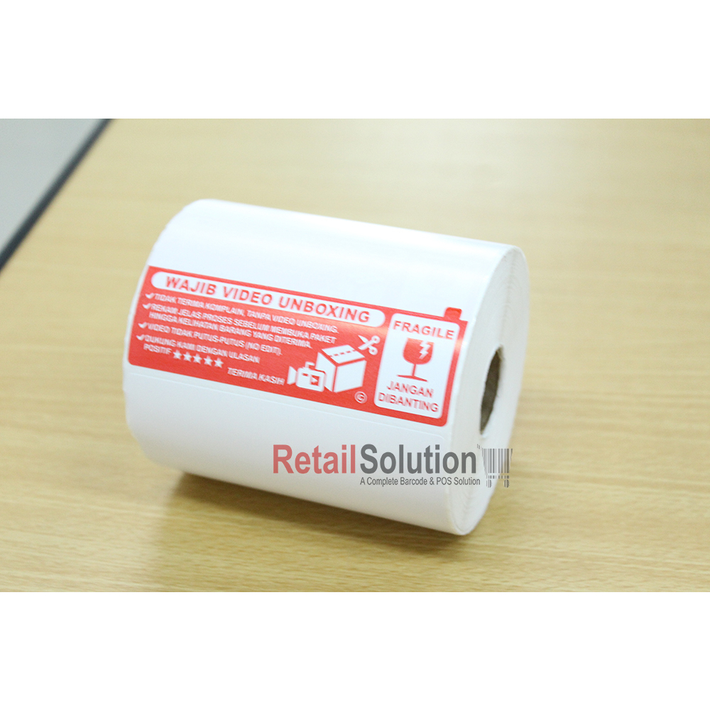 Bundle isi 2 Roll - Stiker Label Thermal Alamat AWB Unboxing + Fragile A6 100x150 mm / 10x15 cm @300 lembar