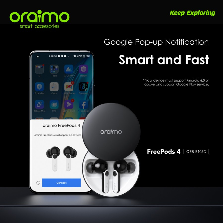 Oraimo OEB-E105D Freepods4 TWS Bluetooth Earphone Wireless Control App