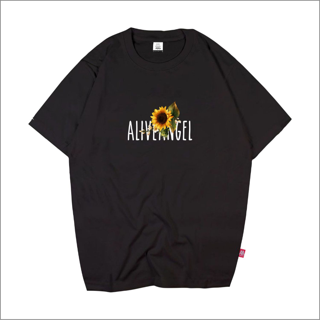 KAOS SIMPEL PRIA ORIGINAL TSHIRT DISTRO ALIVE ANGEL TANGAN PENDEK DESAIN BUNGA MATAHARI / KAOS DISTR