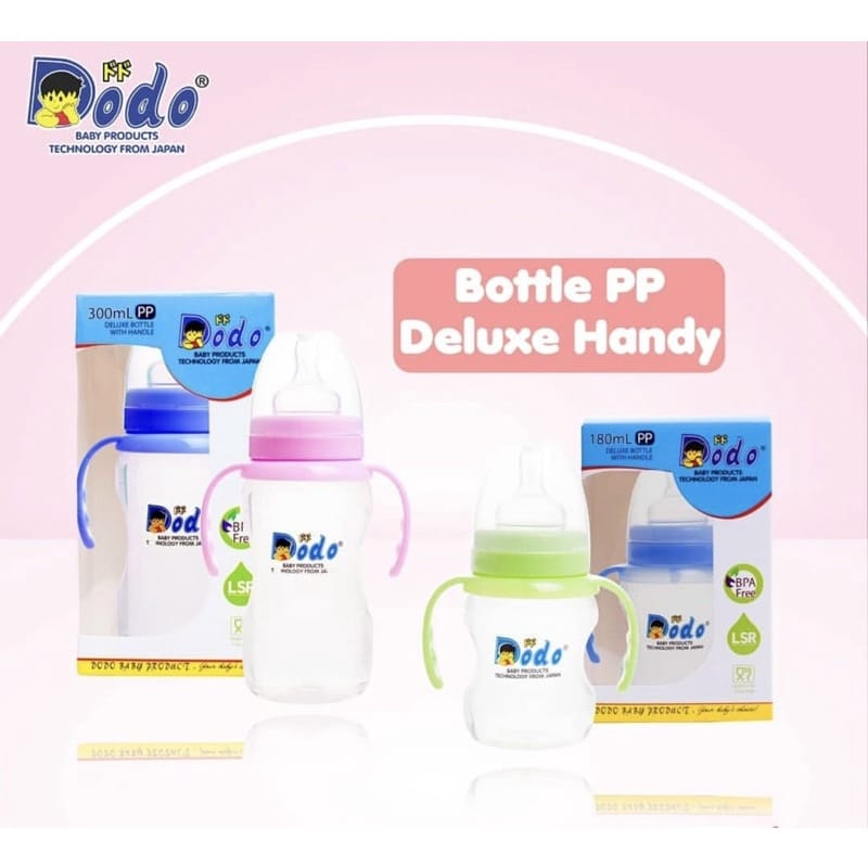 Dodo Deluxe Bottle With Handle DBP010 - Botol Susu 180ML WIDE NECK
