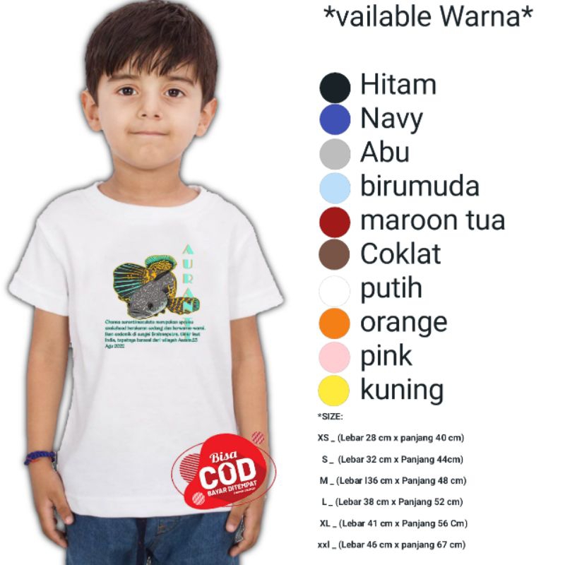 Kaos anak terbaru pencinta Channa Blue pulchra/Baju anak laki laki perempuan Snakehead/Andrao Aurant