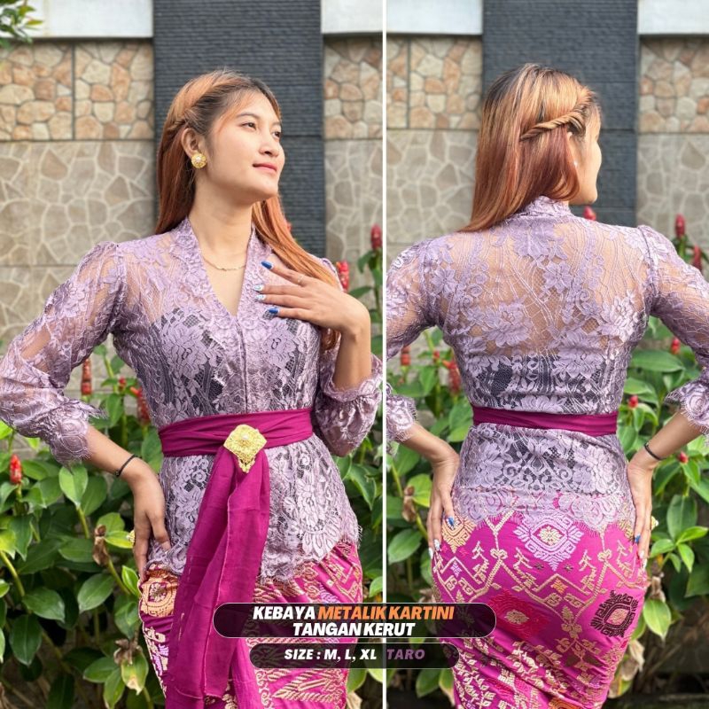 Kebaya Kartini Metalik Lengan Panjang Kerut