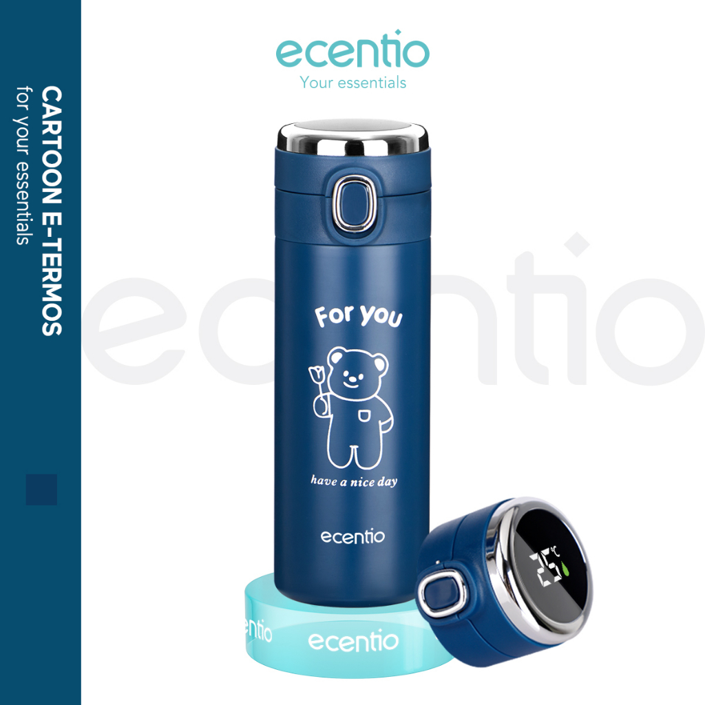 New ecentio tumbler led suhu 420ml /termos air panas lucu Led Display Cup tumbler botol minum termos