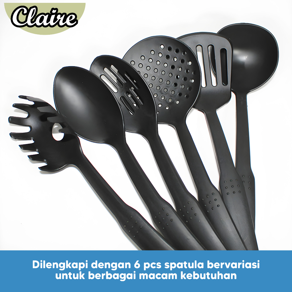 Panci Set 13 Pcs Hitam Anti Lengket Spatula 6 Pcs Penutup Kaca / Cookware Set Non-Stick