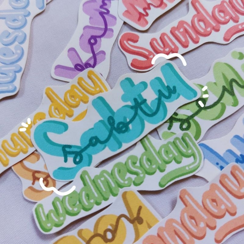 

[14 pcs] sticker text nama hari