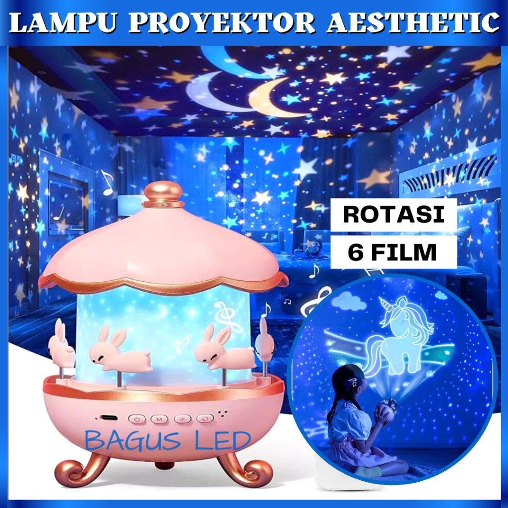 Lampu Proyektor Tidur Anak Aesthetic Projection Lamp Star Moon