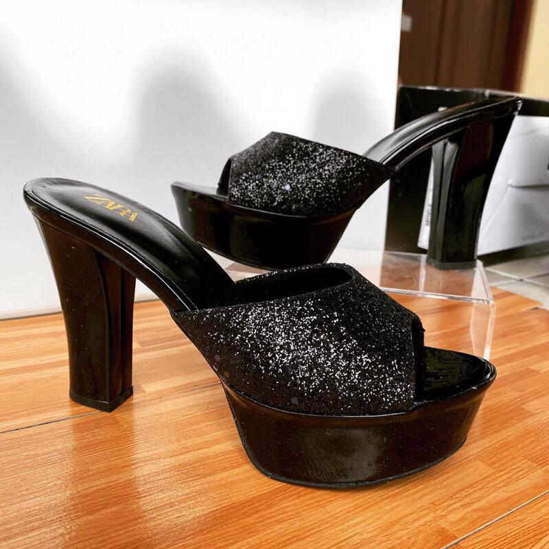 RK074 GOSHIP HEELS WANITA 12cm HEELS PESTA GLOSY PLATFORM WANITA