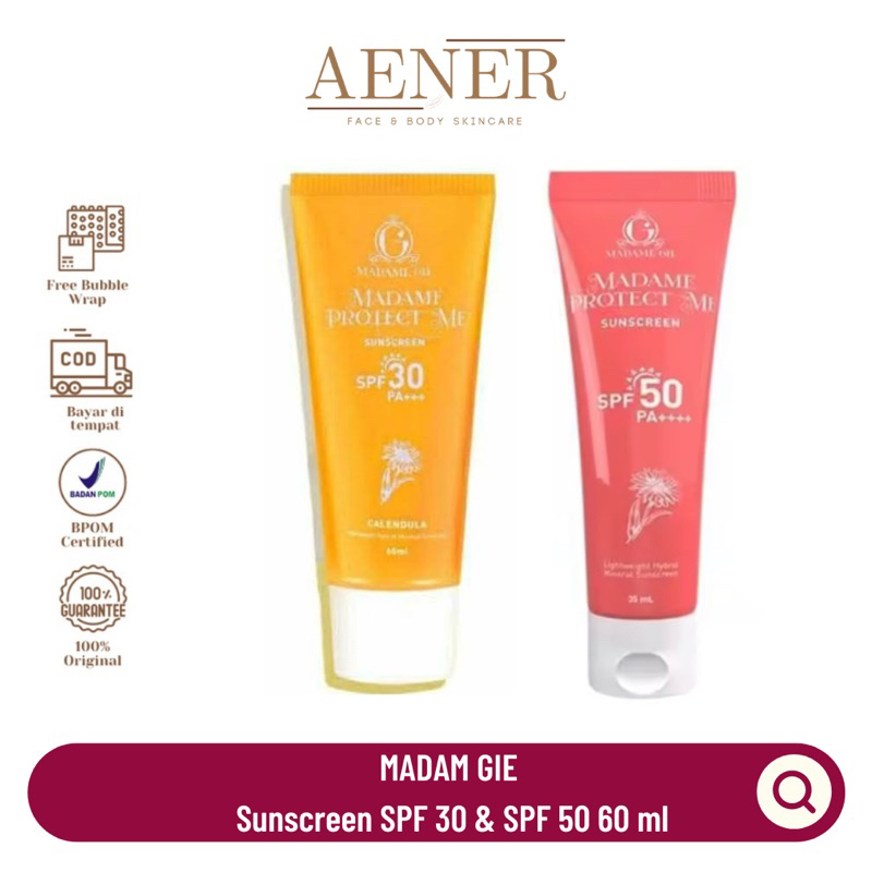 MADAME GIE PROTECT ME SUNSCREEN SPF 30 +++ & SPF 50 ++++ ORIGINAL BPOM | MADAME GIE SUNSCREEN