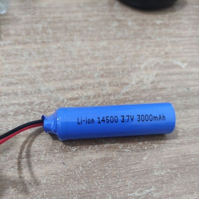 Baterai RC li-ion 14500 3,7v 3000mah soket hitam 2 pin
