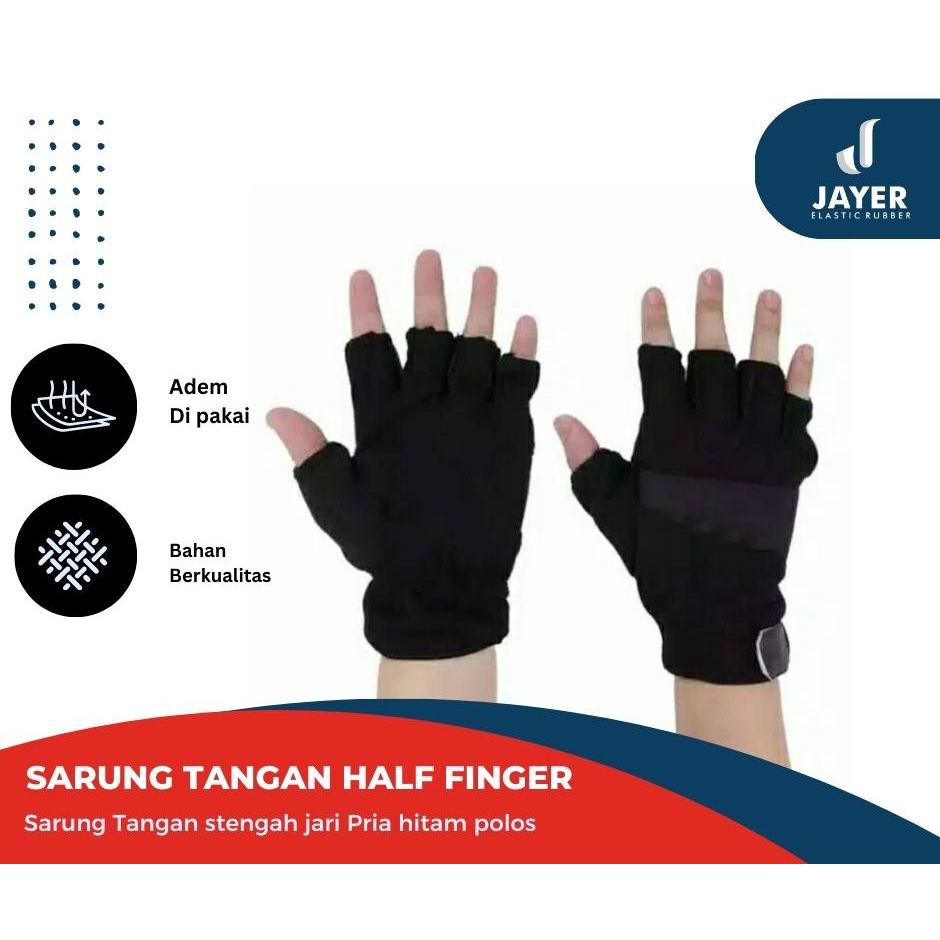 Sarung Tangan  Pria / sarung tangan Motor Hitam Polos Half finger all Size