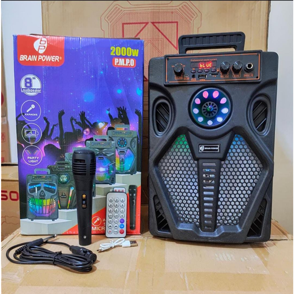 Speaker Bluetooth 8 Inch 7807 Karaoke Gratis Remote Mic Echo