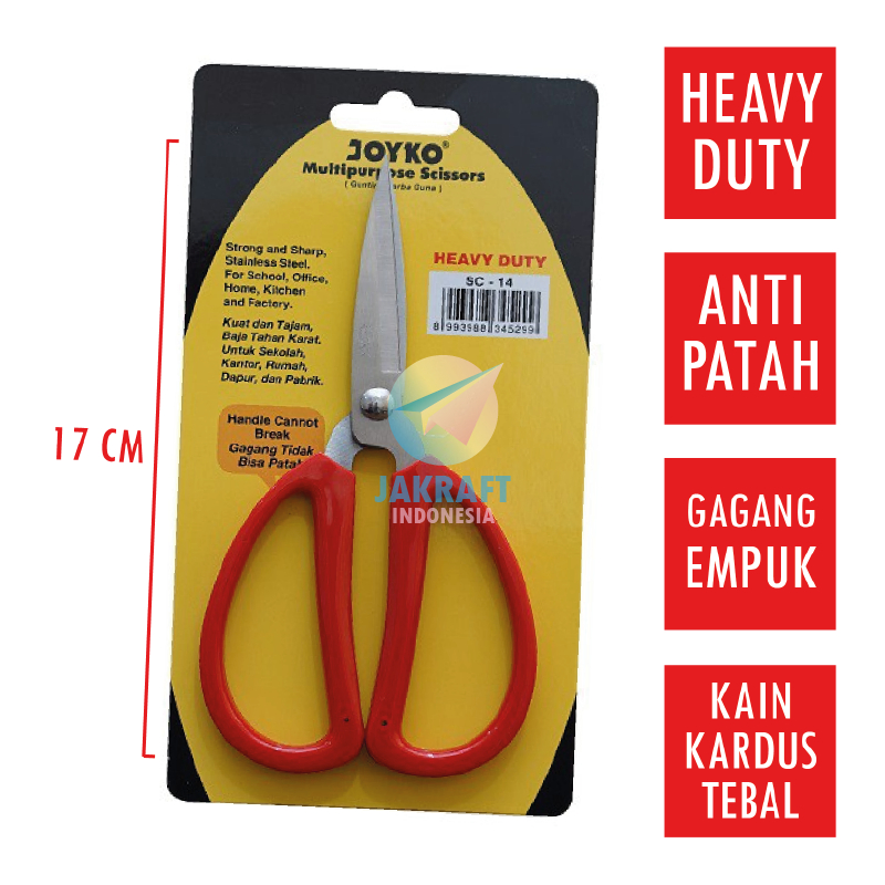 

(1 Pcs) Gunting Kertas Kain Kardus Tebal JOYKO SC-14 Heavy Duty Gagang Empuk Anti Patah