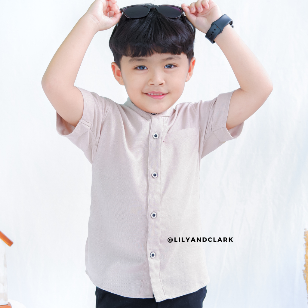 Lily and clark kemeja koko Basic anak laki laki KL04 warna Mocca