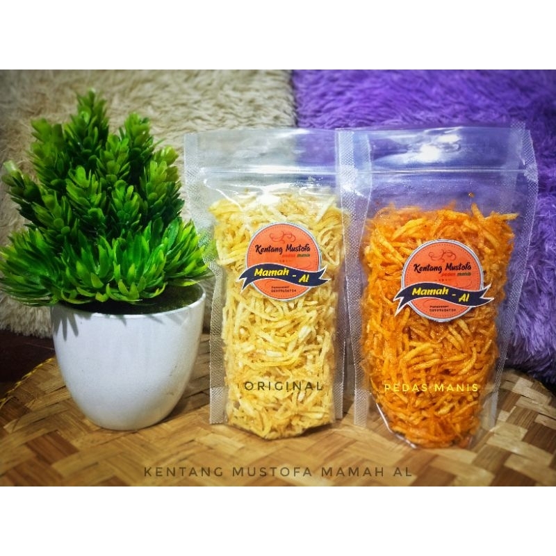 

Kentang Mustofa Mamah Al Kemasan Pouch 100gr & 80gr mustopa pedes pedas manis balado original teri kacang enak gurih kriuk kering garing renyah krispi tanpa bahan pengawet halal