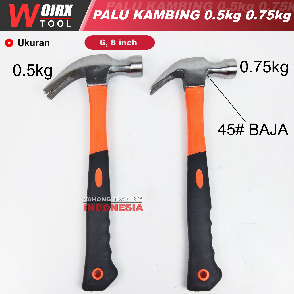 Palu Kambing 0.5kg 0.75kg Martil Hammer Gagang Fiber