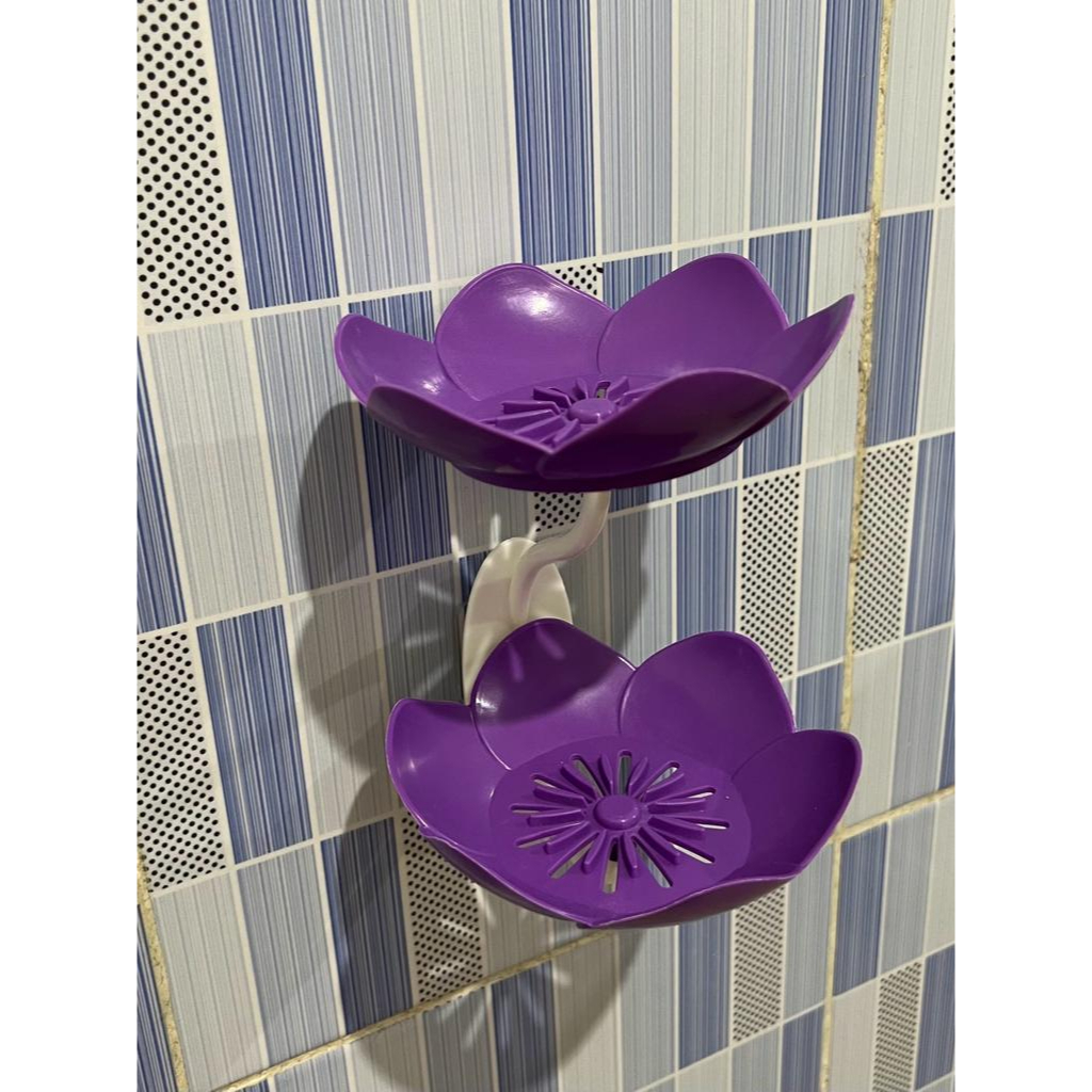 Holder Tempat Sabun Batang Spons 2 Tingkat Bentuk Bunga