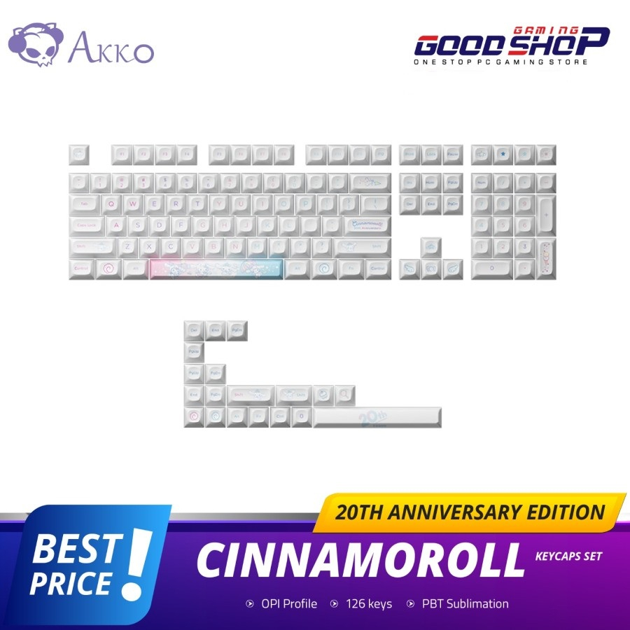 Akko Cinnamoroll 20th Anniversary Rainbow Keycap Set