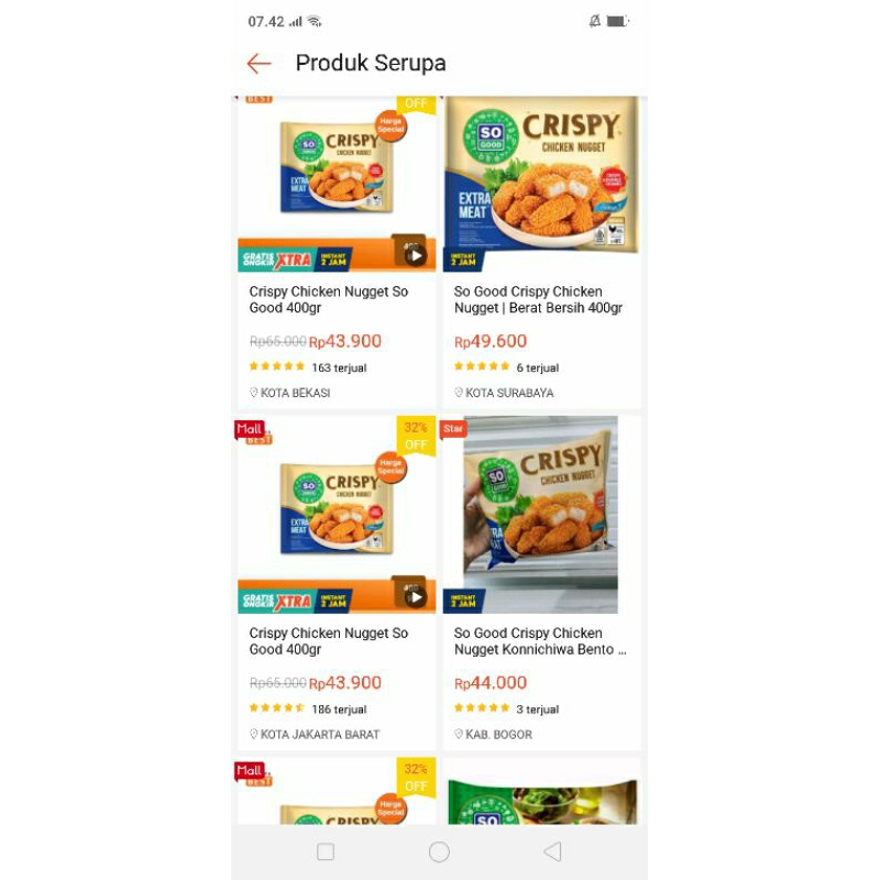 

Crispy Chicken Nugget So Good 400gr