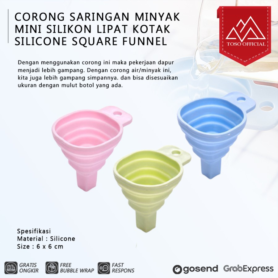 CORONG SARINGAN MINYAK MINI SILIKON LIPAT KOTAK SILICONE SQUARE FUNNEL