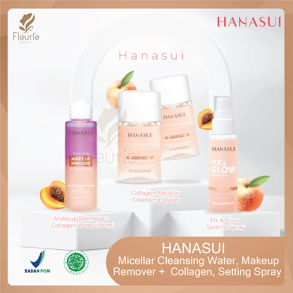 HANASUI Collagen Micellar Cleansing Water / Makeup Remover + Collagen Water 100ml / Setting Spray - Hanasui Pembersih MakeUp Original BPOM