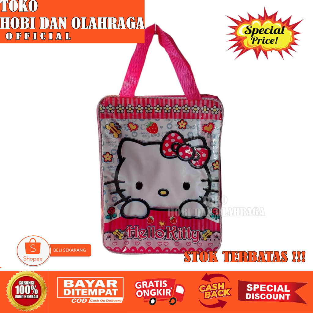 

Tas Tenteng Goodie Bag Retsleting Souvenir Ulang Tahun HELLO KITTY