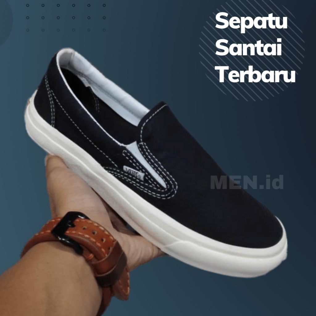 Sepatu vans pria slop slip on hitam sepatu casual pria