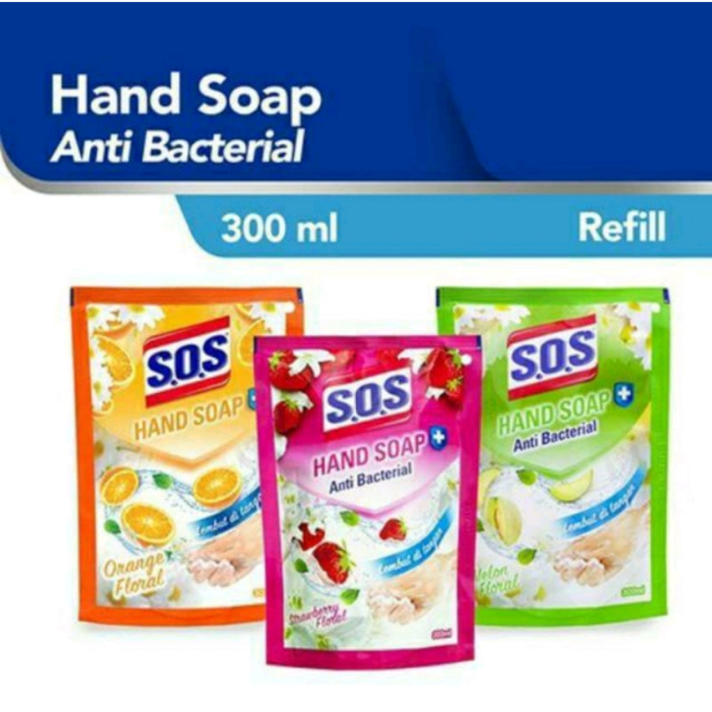 SOS HAND SOAP ANTI BACTERIAL REFILL 300 ml - Sabun Cuci Tangan SOS Refill
