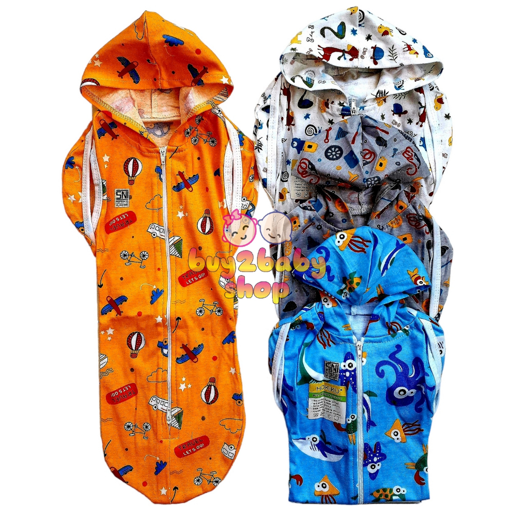 Bedong Instant Hokiku Full Print Boy &amp; Girl Series bayi Newborn 1 PCS