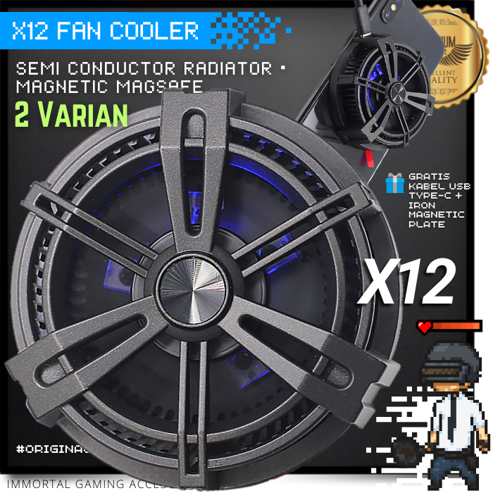 NEW PORODUK [IM] X12 GAMING FUNCOOLER MAGNETIC RADIATOR KIPAS PENDINGIN HP COOLER FAN X-12 MAGNET