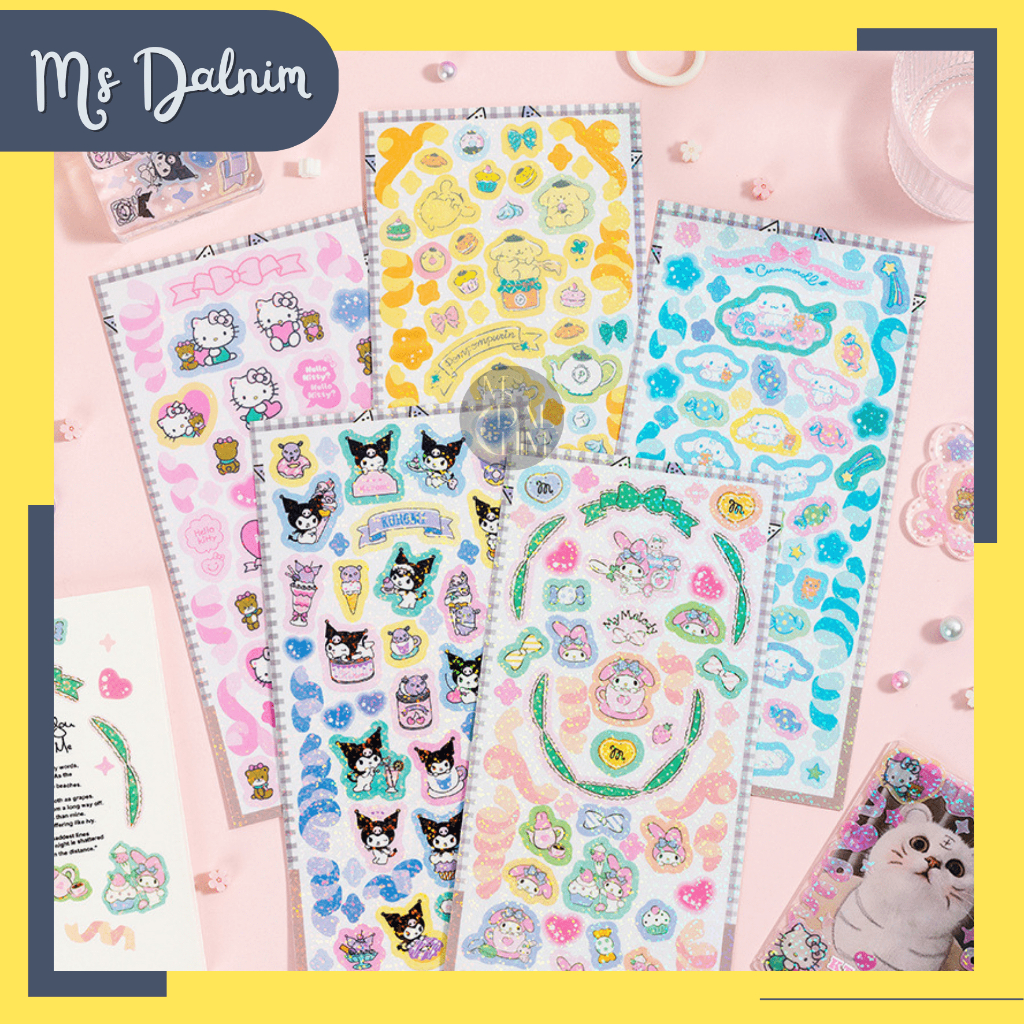 

Stiker Sanrio Confetti Glitter Aesthetic Besar Lucu Korea PVC Anti Air Cute Deco Sticker Kuromi Cinnamoroll HK Melody Waterproof Dekorasi Journal Diary Bujo Photocard PC Decor HP Kpop Toploader Cahol Kawaii DIY Planner Scrapbook Craft [ST158]
