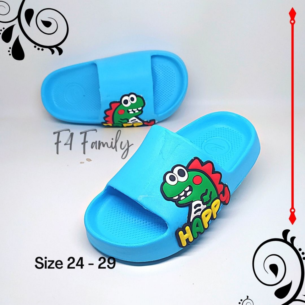 MD79 - Sendal Anak Laki Slip On Usia 3 5 Tahun Motif Dino Terbaru 2023