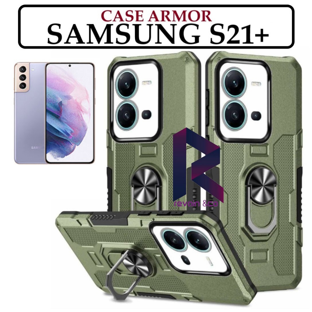 Case Armor SAMSUNG GALAXY S21+ Iring Cincin Magnetic Kesing Hp Protect kamera Premium Hard Case Standing Robot Pelindung Kamera