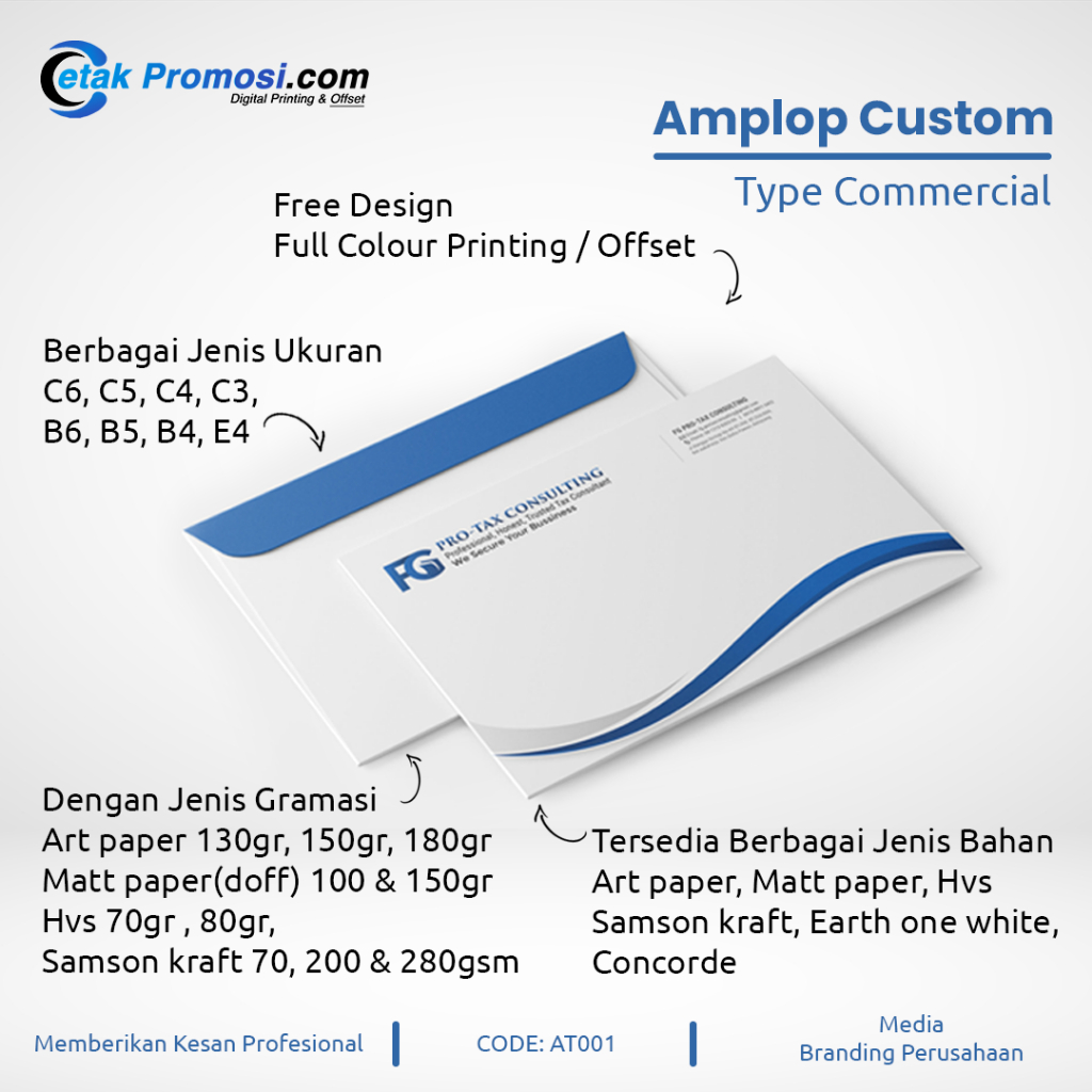Cetak Amplop Type Commercial | Custom design amplop | Cetak amplop custom
