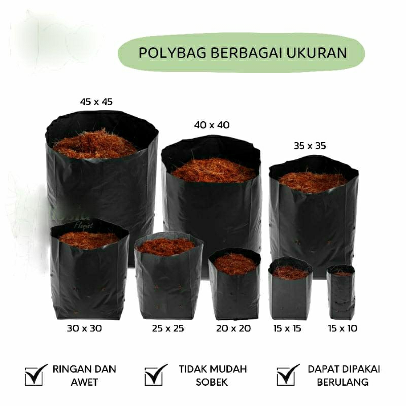 POLYBAG TANAMAN TEBAL / PLASTIK POLIBAG BERBAGAI UKURAN