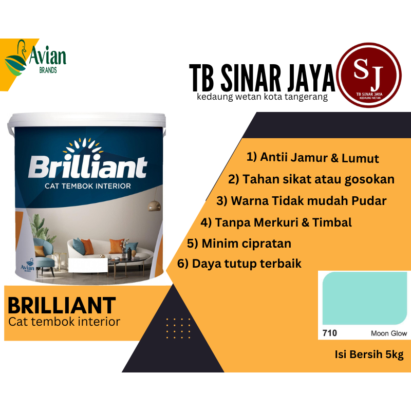 Brilliant Cat Tembok Interior Tembok Rumah Isi 5kg - 710 Moon Glow