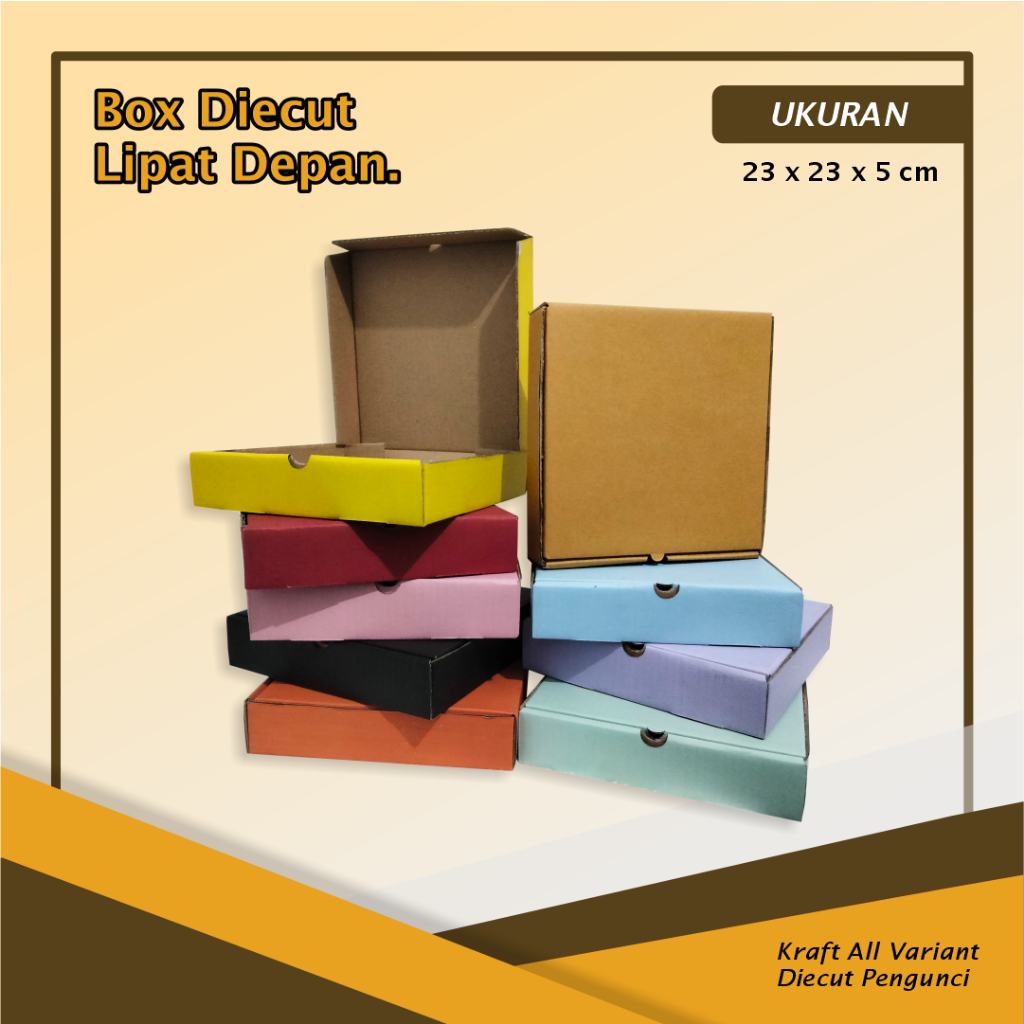 

Kardus/Box - Uk. 23 x 23 x 5 cm - Bervarian Warna - giftbox/hampersbox/scraftbox/boxpizza/boxbaju