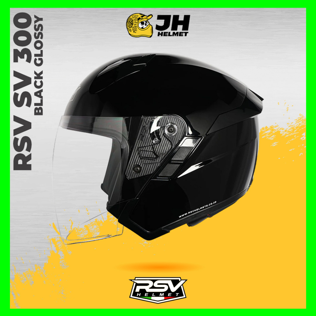 Helm RSV SV 300 Solid Black Glossy | Helm Half Face | Double Visor | JUAL HELM