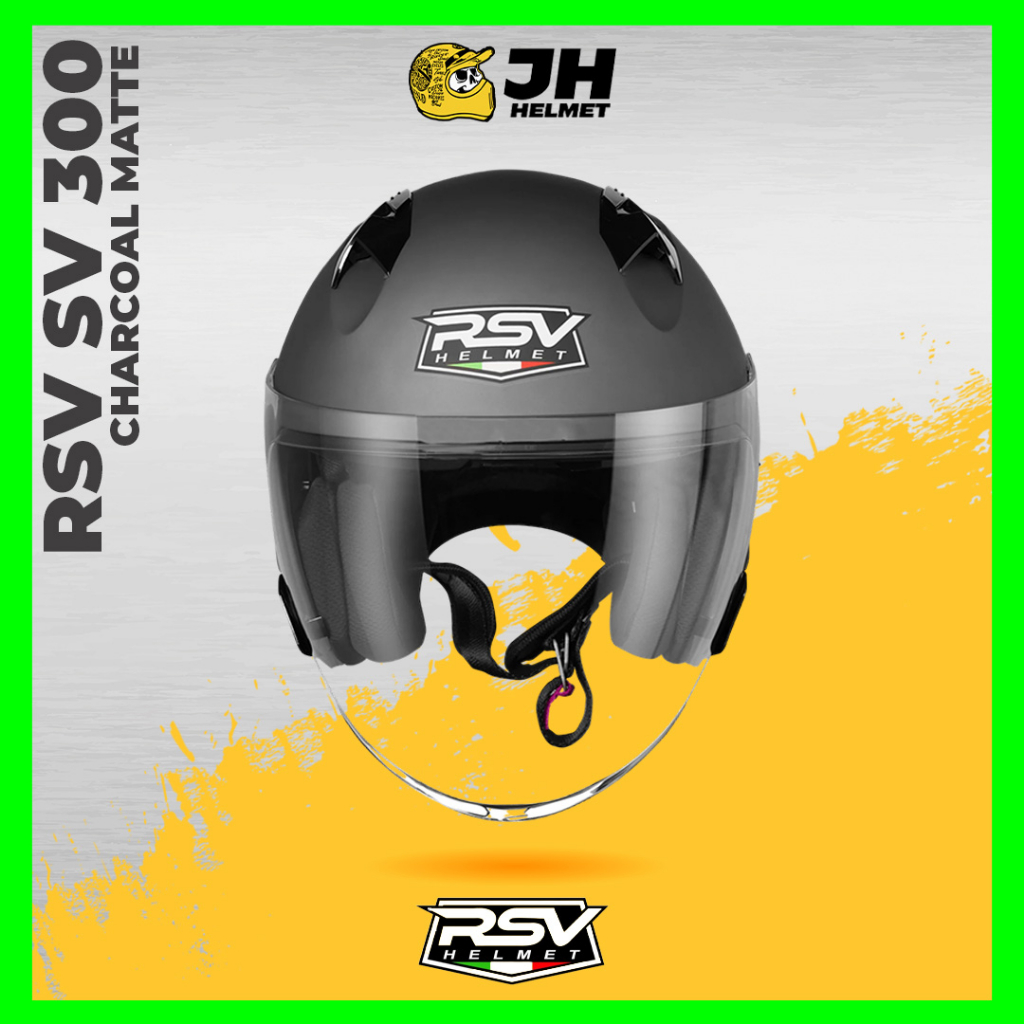 Helm RSV SV 300 Solid Charcoal Matte | Charcoal Doff | Helm Half Face | Double Visor | JUAL HELM